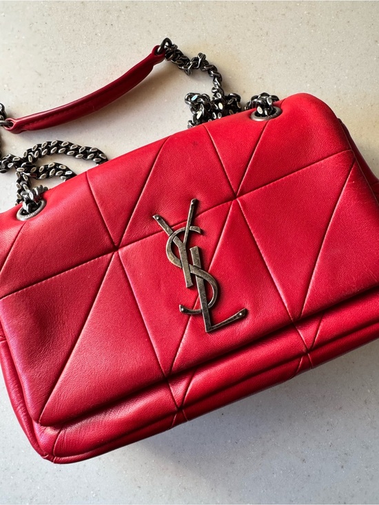 Saint Laurent Handbags - Saint Laurent Red Quilted Leather Chain Shoulder Bag